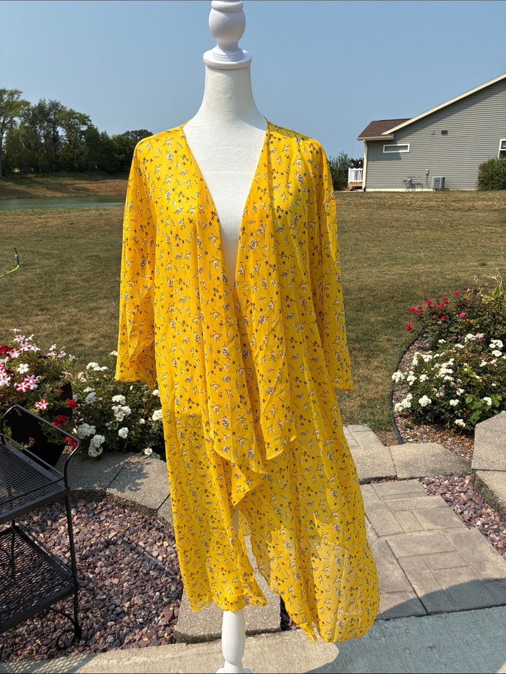 LuLaRoe Yellow Floral Duster Tunic L